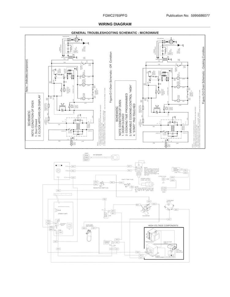 Wiring Diagram Diagram and Parts List for FGMC2765PFG  Frigidaire Microwave Oven Combo