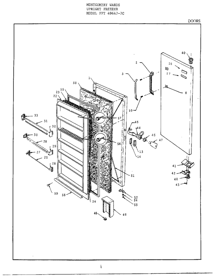 Doors Diagram and Parts List for 49647C  Frigidaire Freezer