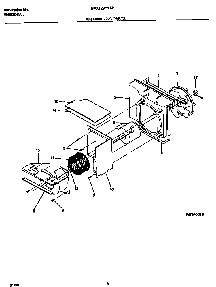 AIR HANDLING PARTS Diagram and Parts List for GAX128Y1A2  Gibson Air Conditioner