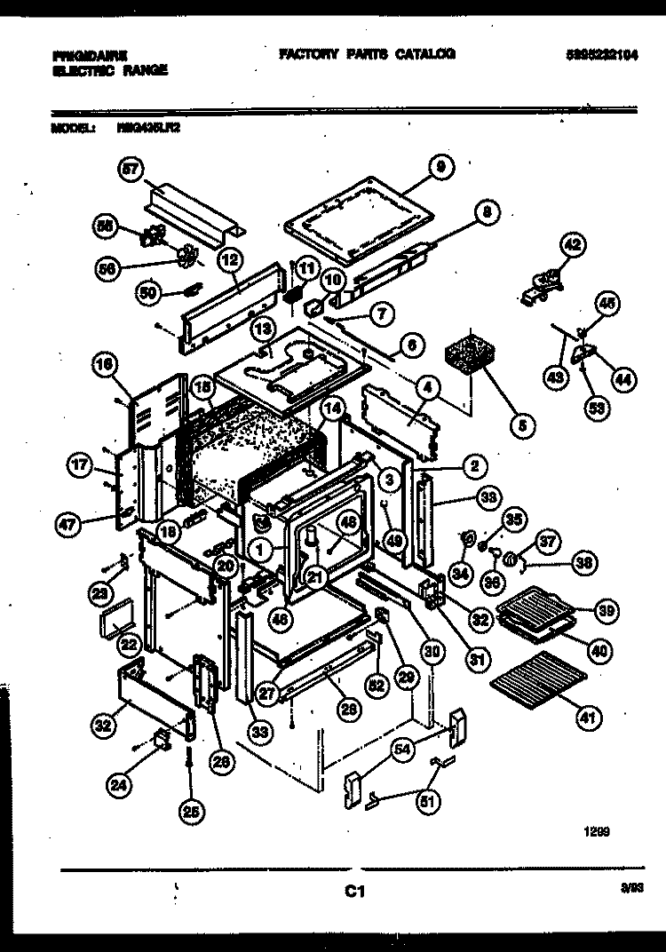 BODY PARTS Diagram and Parts List for REG435LRW2  Frigidaire Range