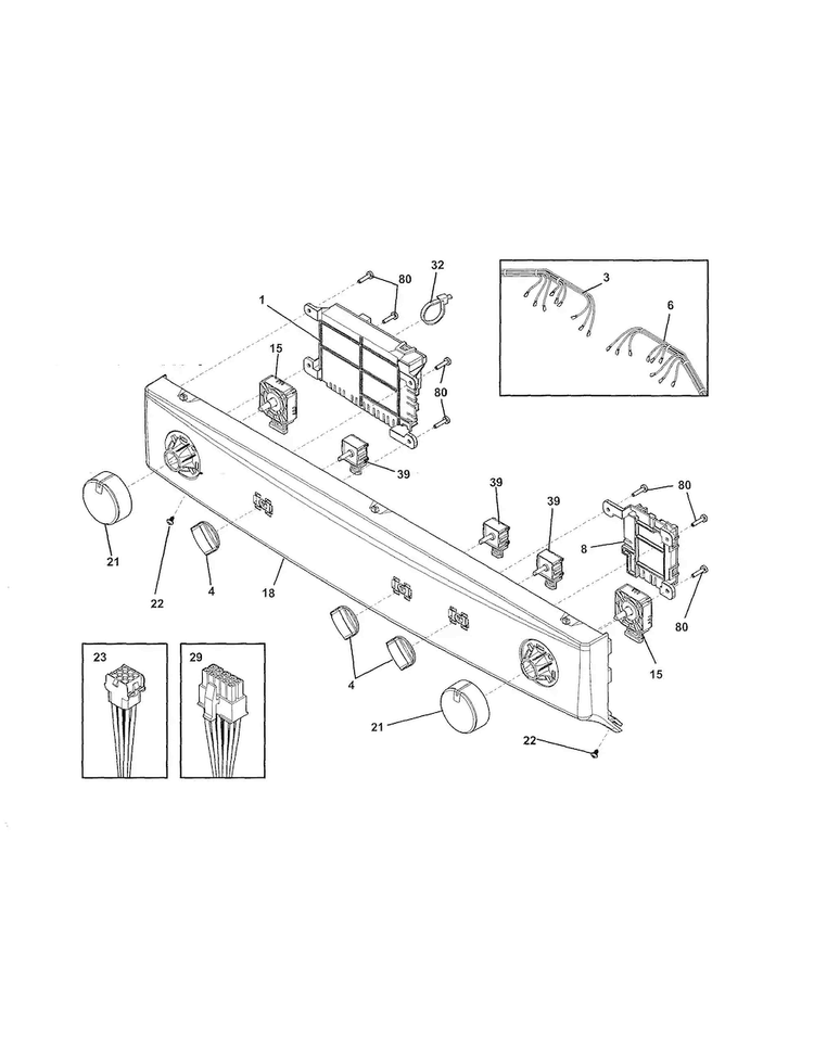 Control Panel Diagram and Parts List for FFLE1011MW2  Frigidaire Washer Dryer Combo