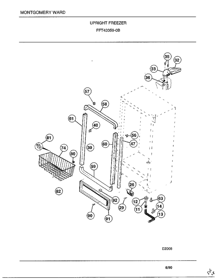 Upright Freezer Page 3 Diagram and Parts List for 43359B  Frigidaire Freezer