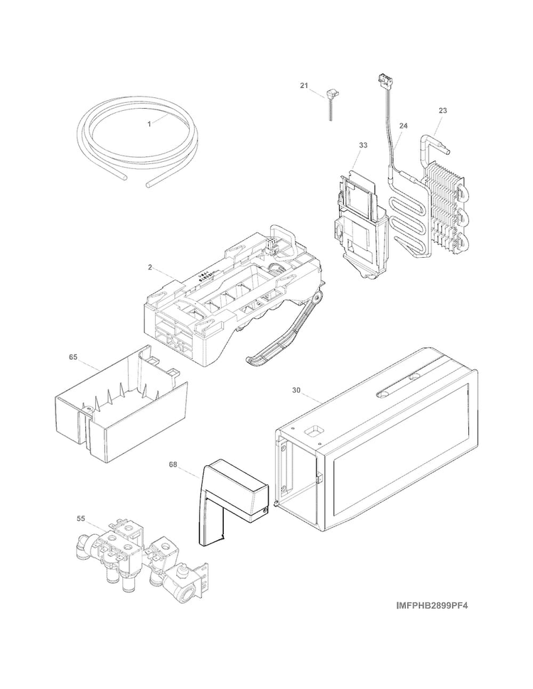 Fresh Food Ice Maker Diagram and Parts List for FPBS2777RF0  Frigidaire Refrigerator