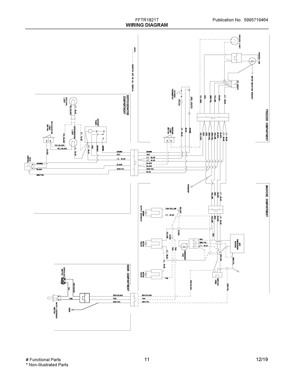 Wiring Diagram Diagram and Parts List for FFTR1821TD6  Frigidaire Refrigerator