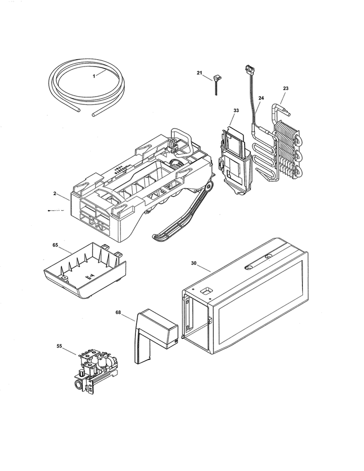 Ice Maker Diagram and Parts List for FGHB2735NP0  Frigidaire Refrigerator