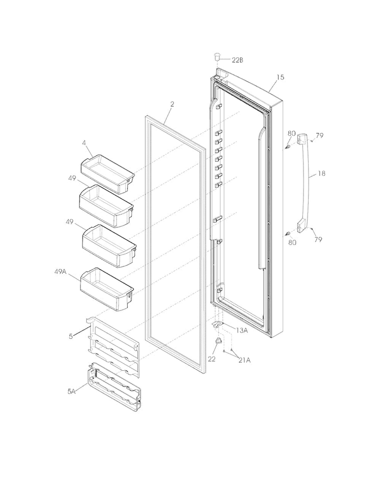 Refrigerator Door Diagram and Parts List for EI23CS65KS2  Electrolux Refrigerator
