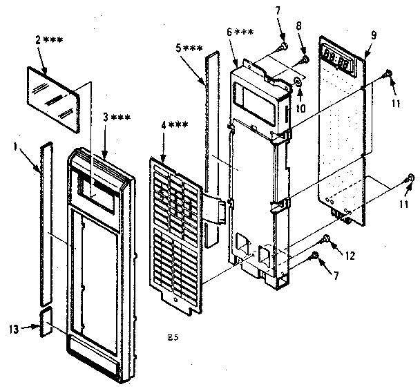 Control Panel Parts Diagram and Parts List for 5648744780  Kenmore Microwave