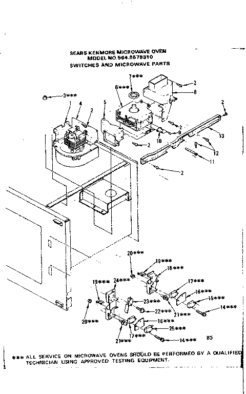 Switches And Microwave Parts Diagram and Parts List for 5648578310  Kenmore Microwave