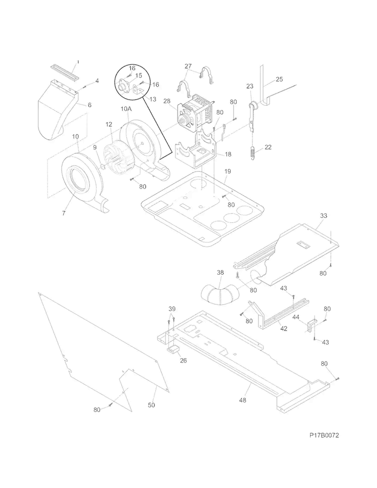 Motor/blower/belt Diagram and Parts List for 41797812704  Kenmore Washer Dryer Combo