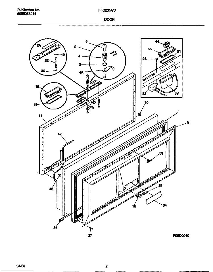 DOOR Diagram and Parts List for FFC23M7CW0  Frigidaire Freezer
