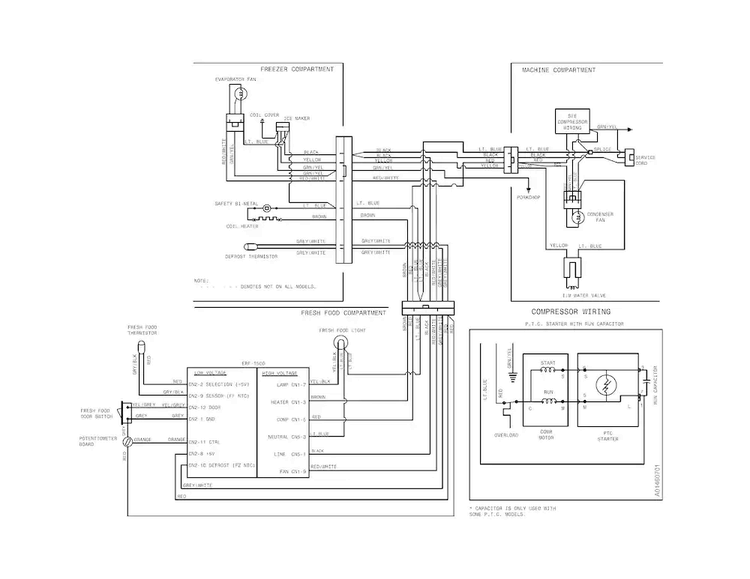 Wiring Diagram Diagram and Parts List for FFTR1514QW0  Frigidaire Refrigerator