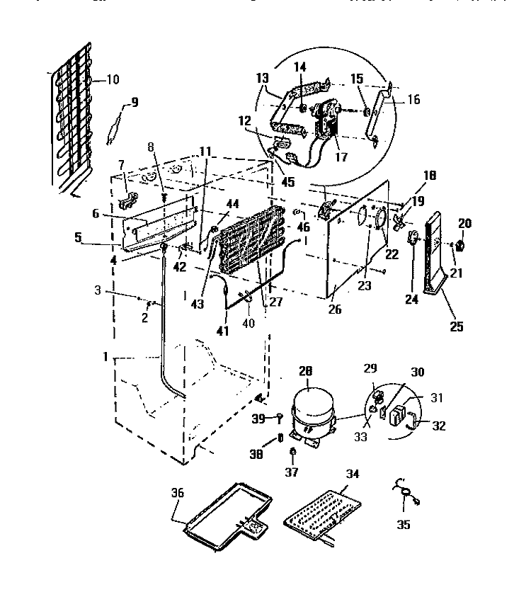 COOLING SYSTEM Diagram and Parts List for RT170GCH4  Frigidaire Refrigerator
