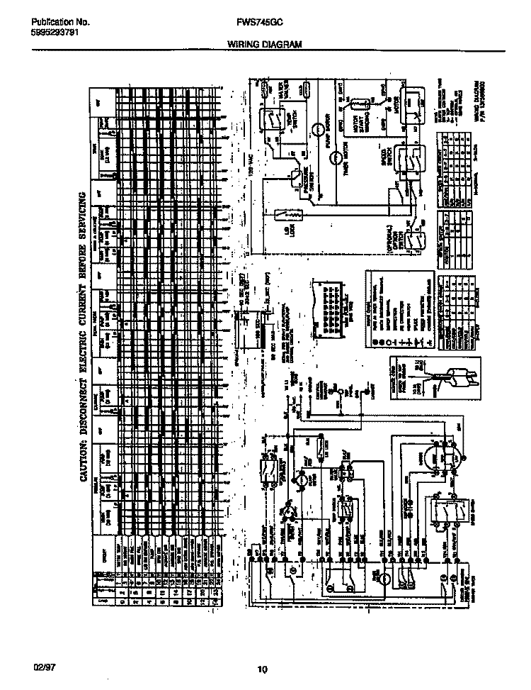WIRING DIAGRAM Diagram and Parts List for FWS745GCS3  Frigidaire Washer