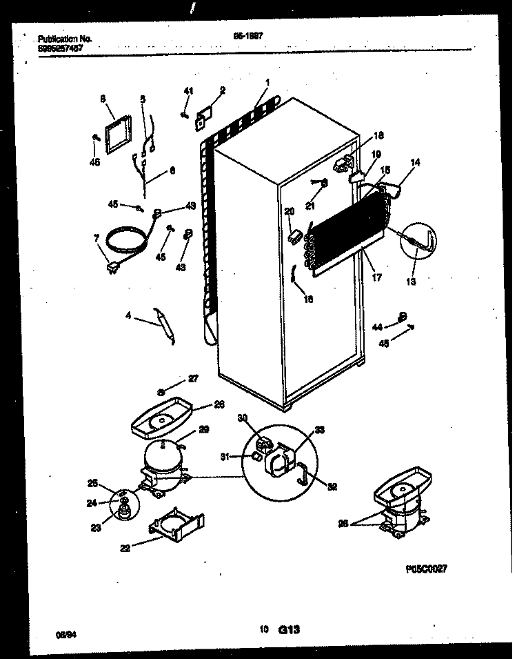 SYSTEM AND AUTOMATIC DEFROST PARTS Diagram and Parts List for 95-1987-66-04  Tappan Refrigerator
