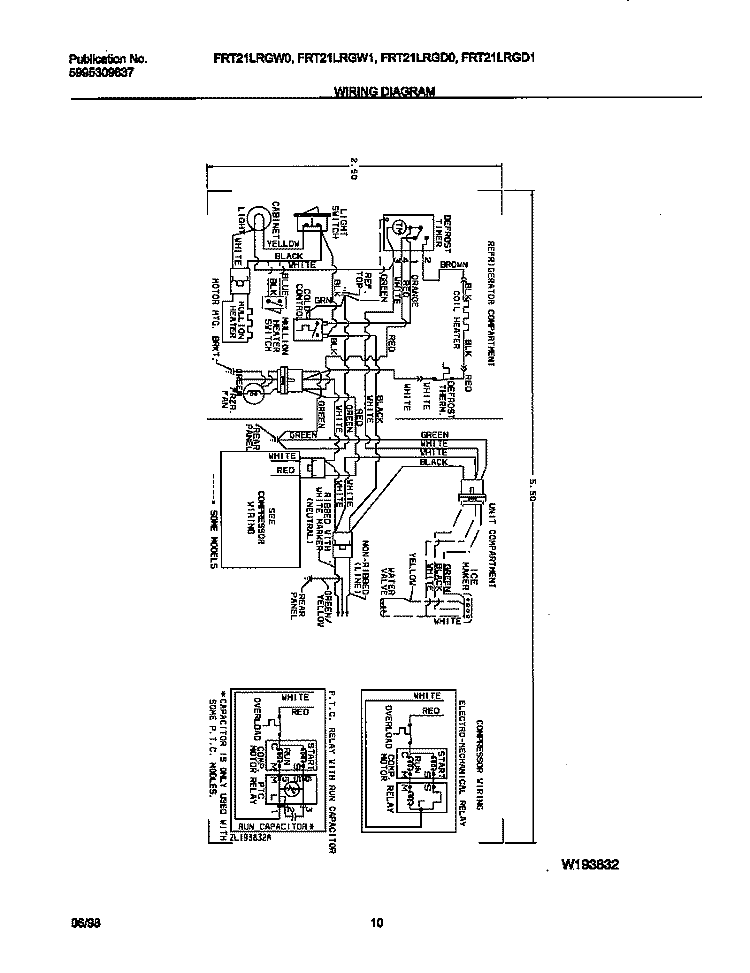 WIRING DIAGRAM Diagram and Parts List for FRT21LRGW0  Frigidaire Refrigerator