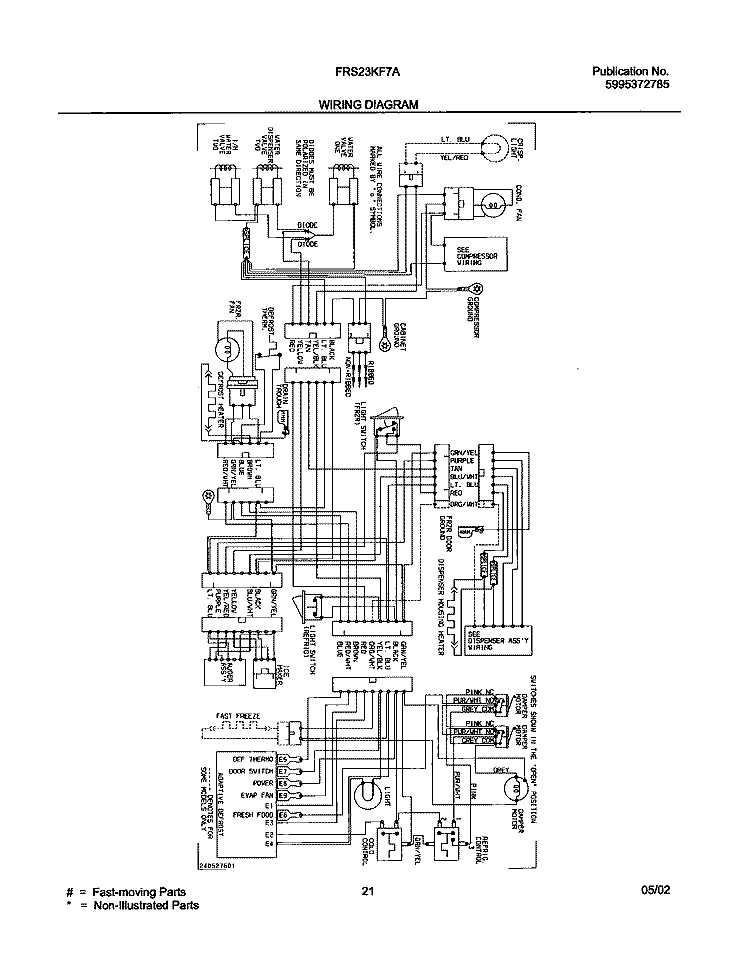 WIRING DIAGRAM Diagram and Parts List for FRS23KF7AB5  Frigidaire Refrigerator