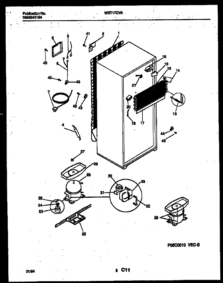 SYSTEM AND AUTOMATIC DEFROST PARTS Diagram and Parts List for WRT17CVAZ0  Frigidaire Refrigerator