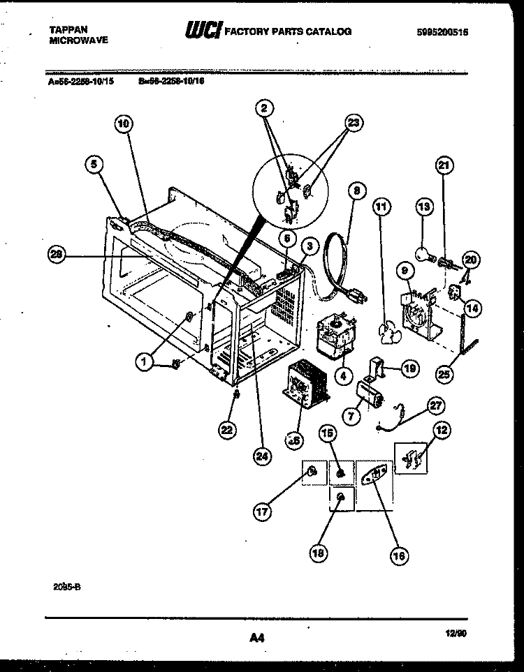 FUNCTIONAL PARTS Diagram and Parts List for 56-2258-10-15  Tappan Microwave