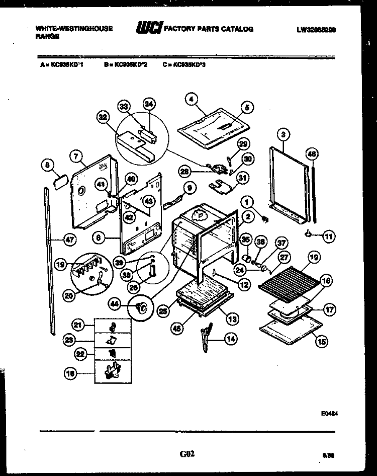 DRAWER PARTS Diagram and Parts List for KC935KDD2  Frigidaire Range