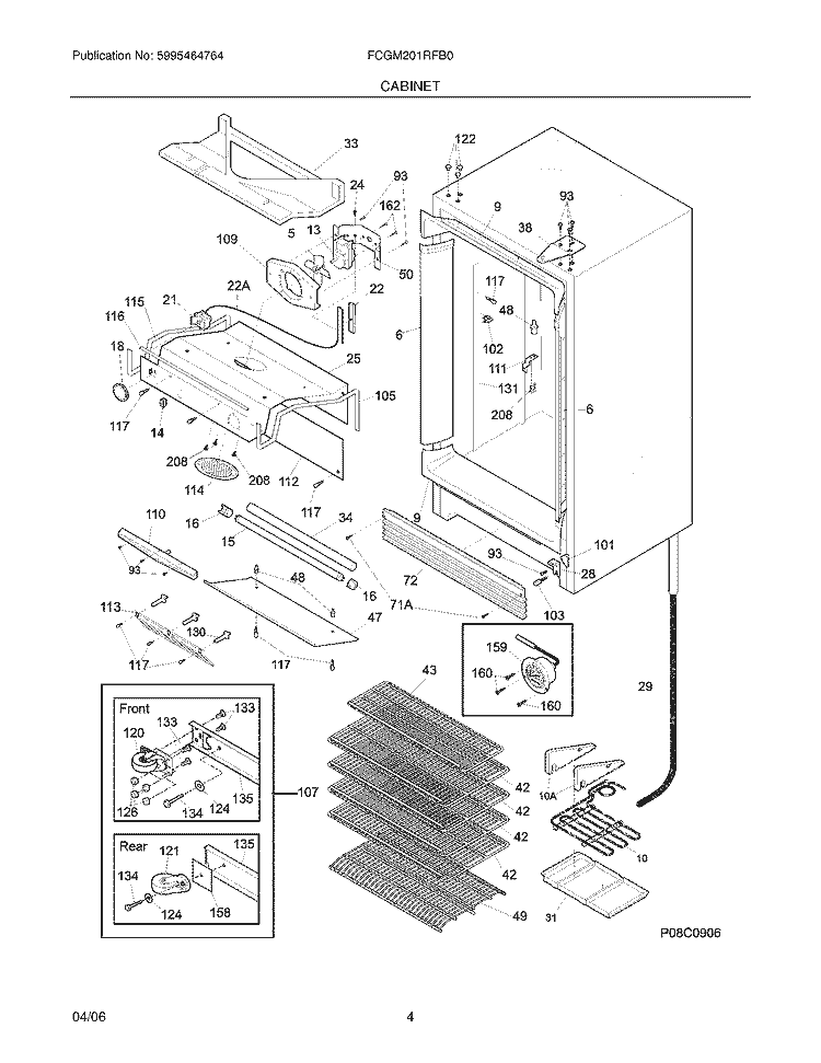 CABINET Diagram and Parts List for FCGM201RFB0  Frigidaire Refrigerator