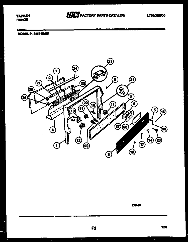 BACKGUARD Diagram and Parts List for 31-3988-66-05  Tappan Range