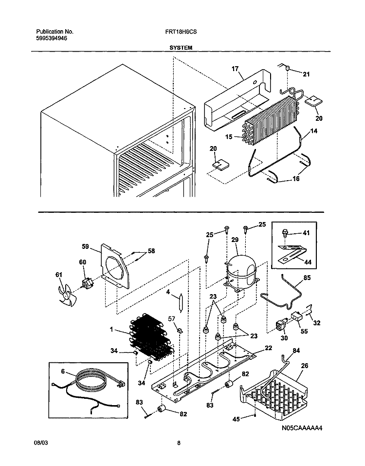 SYSTEM Diagram and Parts List for FRT18H6CSK2  Frigidaire Refrigerator