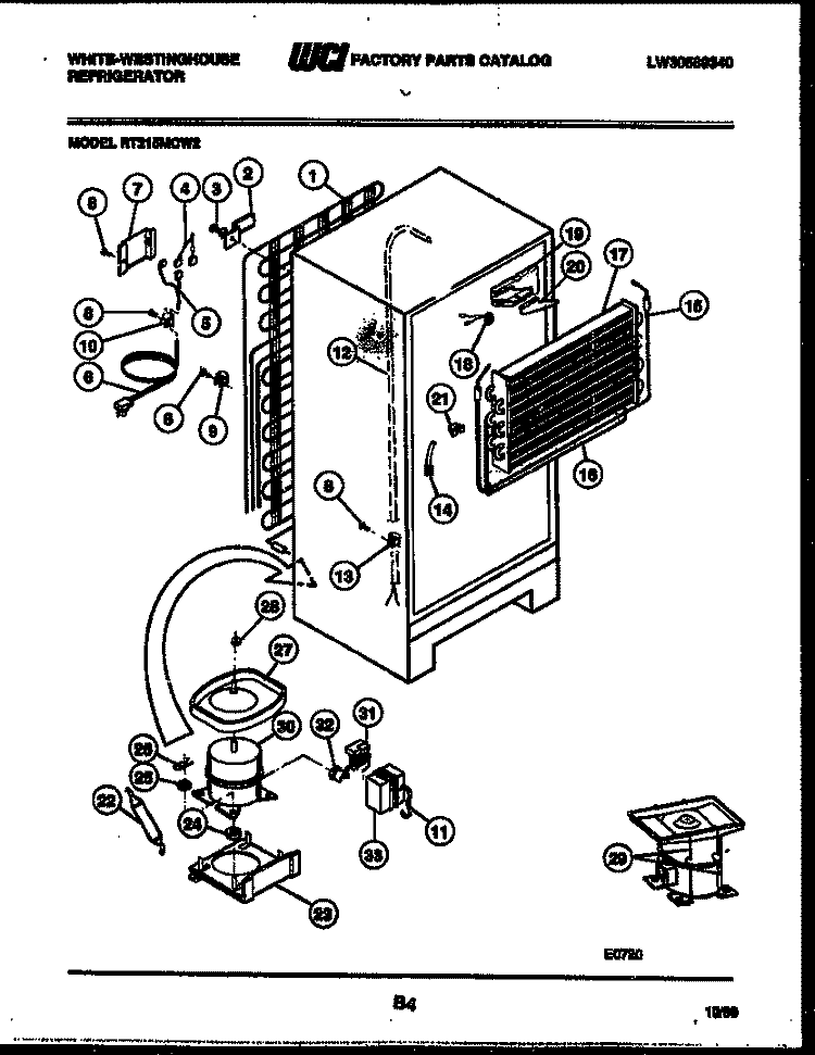 SYSTEM AND AUTOMATIC DEFROST PARTS Diagram and Parts List for RT215MCW2  Frigidaire Refrigerator