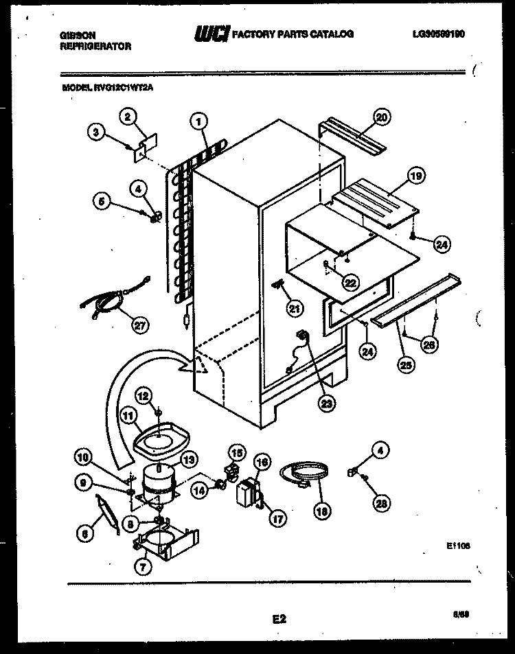 SYSTEM AND AUTOMATIC DEFROST PARTS Diagram and Parts List for RVG12C1WT2A  Gibson Refrigerator