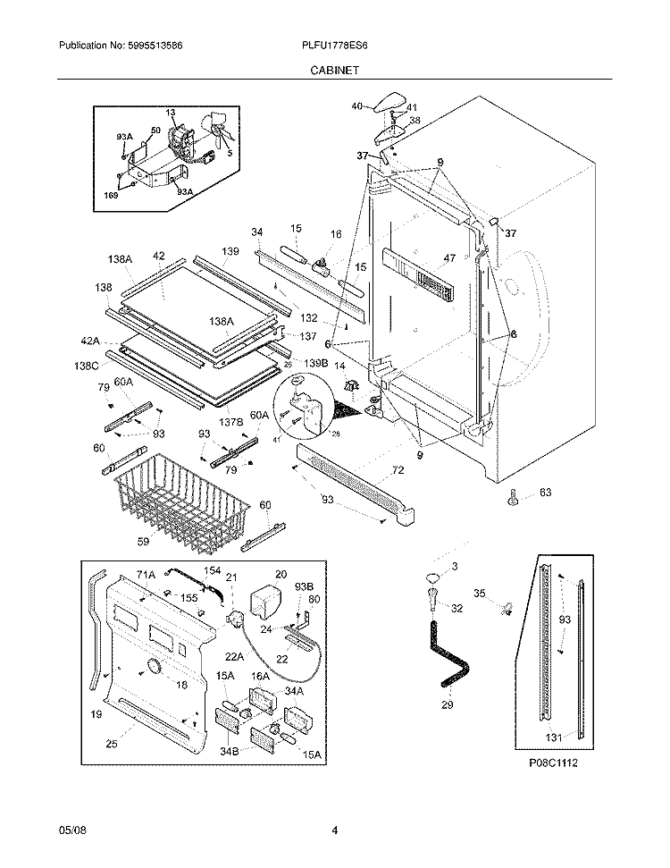 CABINET Diagram and Parts List for PLFU1778ES6  Frigidaire Freezer