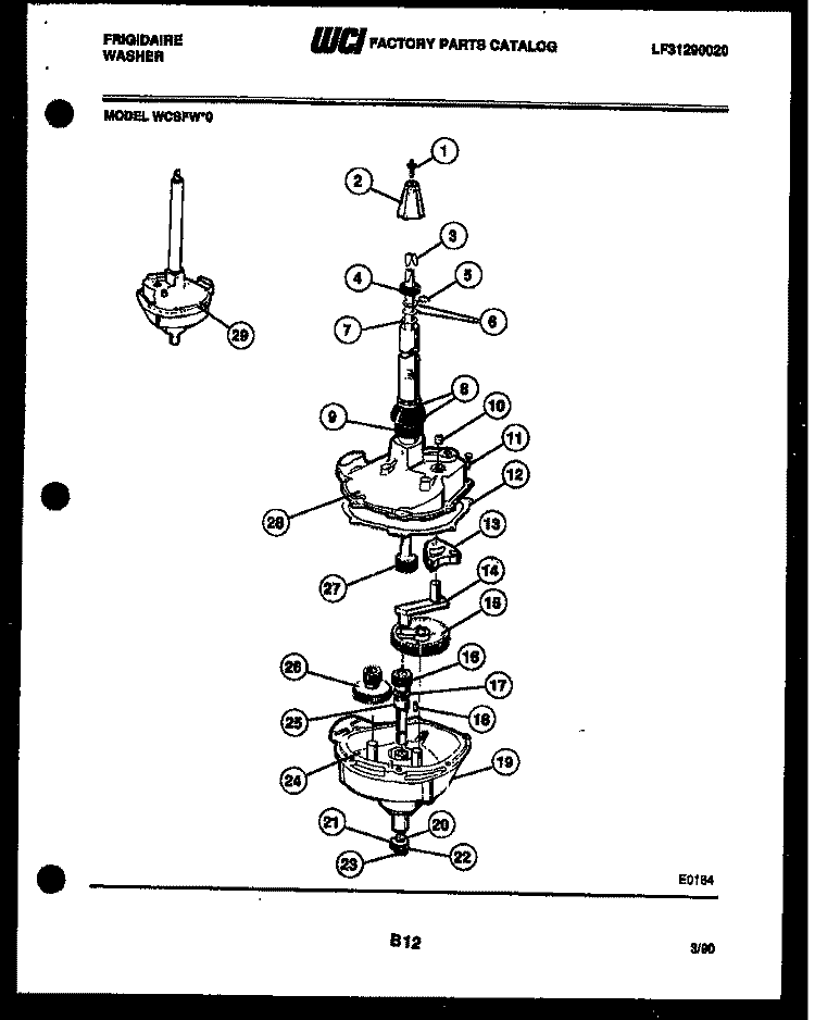TRANSMISSION PARTS Diagram and Parts List for WCSFW0  Frigidaire Washer