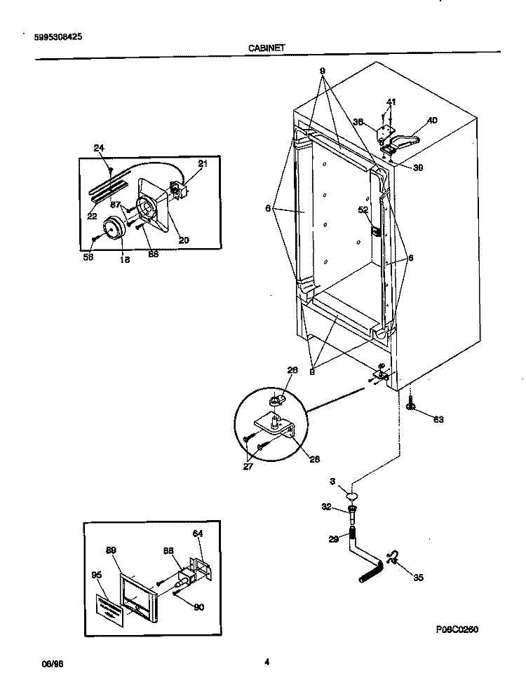 CABINET Diagram and Parts List for MFU14D2GW0  Frigidaire Freezer