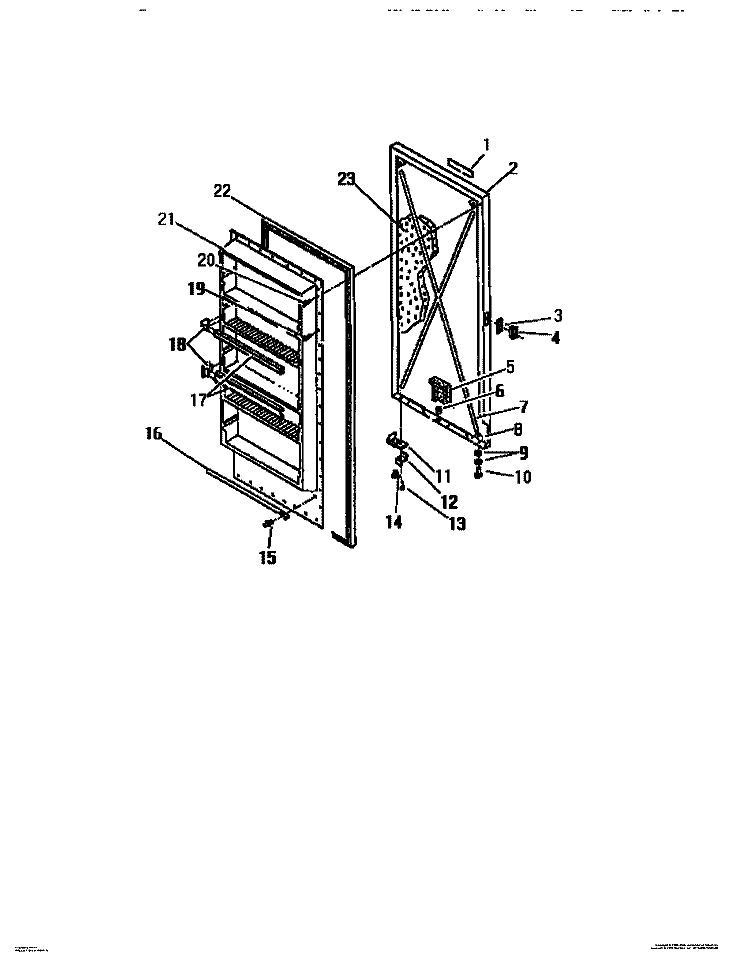FREEZER DOOR PANELS Diagram and Parts List for UFS16KW2  Frigidaire Freezer