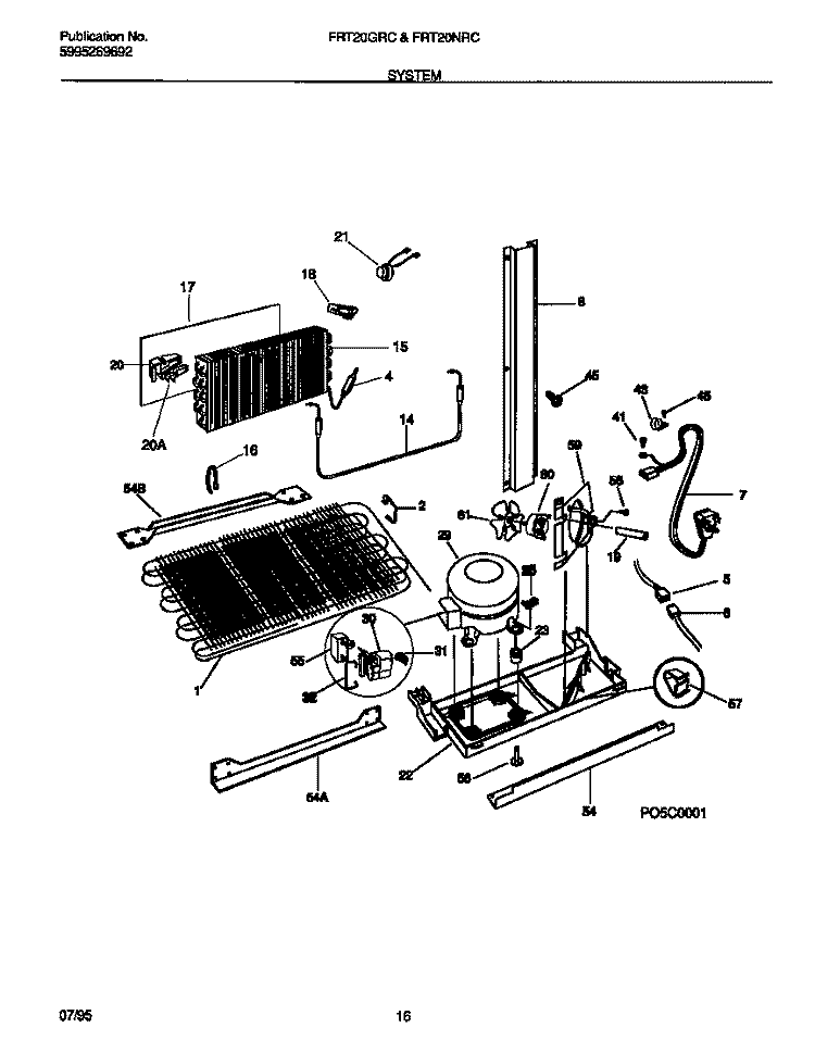 SYSTEM Diagram and Parts List for FRT20GRCD0  Frigidaire Refrigerator