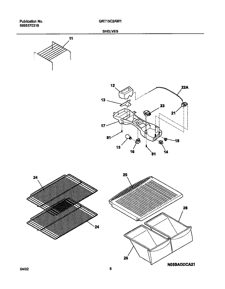 SHELVES Diagram and Parts List for GRT15C2AW1  Gibson Refrigerator