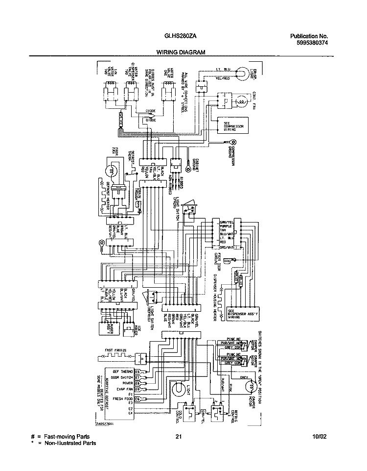 WIRING DIAGRAM Diagram and Parts List for GLHS280ZAB5  Frigidaire Refrigerator