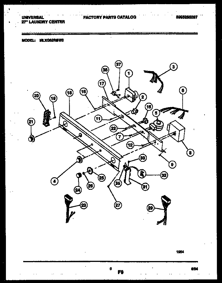 CONSOLE AND CONTROL PARTS Diagram and Parts List for MXLG62RBD0  Kelvinator Washer Dryer Combo