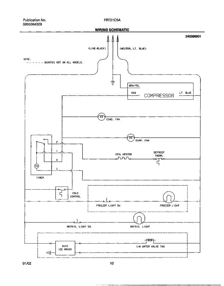 WIRING SCHEMATIC Diagram and Parts List for FRT21C5AQ3  Frigidaire Refrigerator