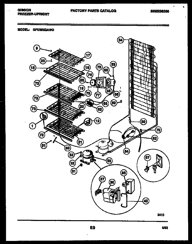 SYSTEM AND ELECTRICAL PARTS Diagram and Parts List for GFU09M2AW0  Gibson Freezer