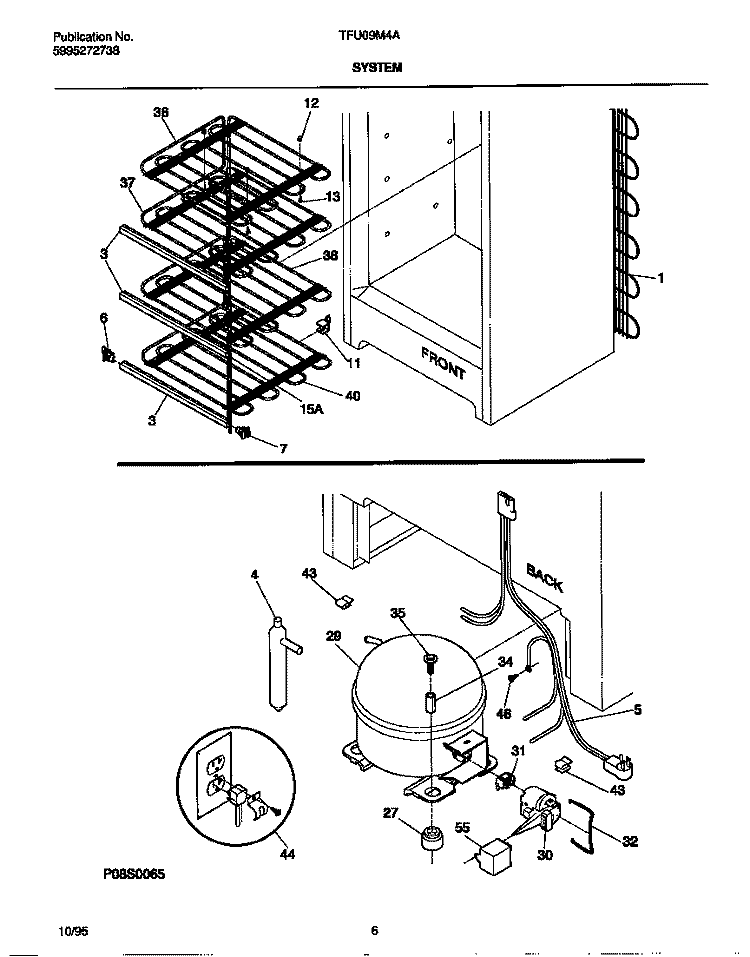 SYSTEM Diagram and Parts List for TFU09M4AW4  Tappan Freezer