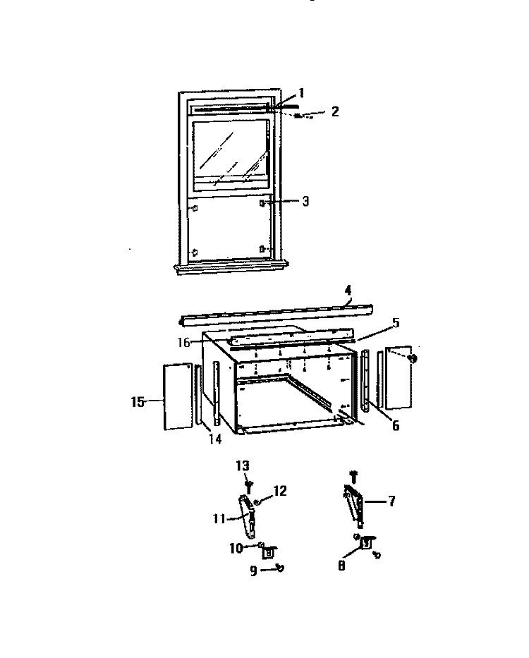WINDOW MOUNTING Diagram and Parts List for AS189J2K1  Frigidaire Air Conditioner