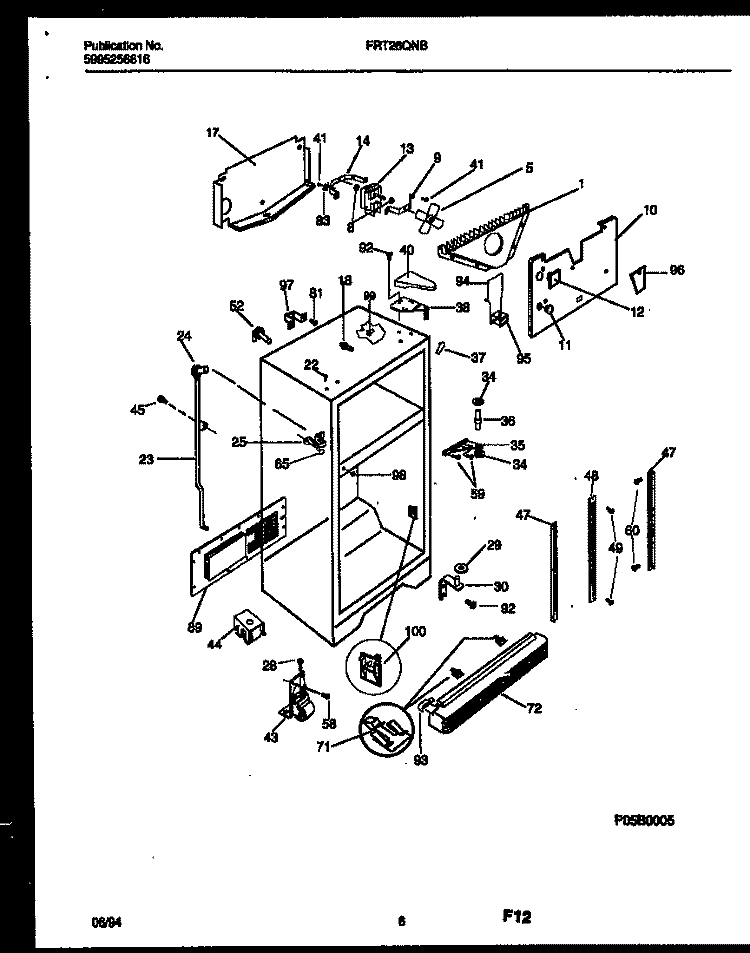 CABINET PARTS Diagram and Parts List for FRT26QNBD1  Frigidaire Refrigerator