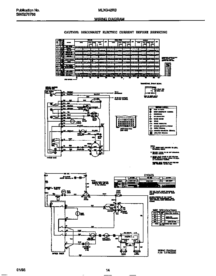 WIRING DIAGRAM Diagram and Parts List for MLXG42RBW3  Frigidaire Washer Dryer Combo