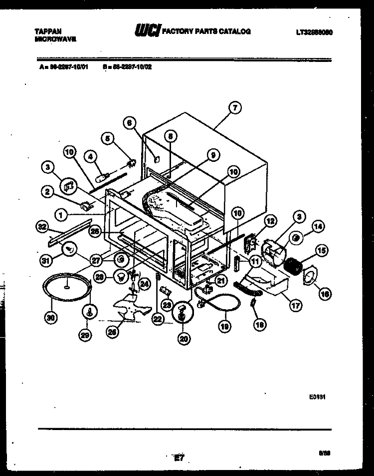 BODY PARTS Diagram and Parts List for 56-2287-10-01  Tappan Microwave