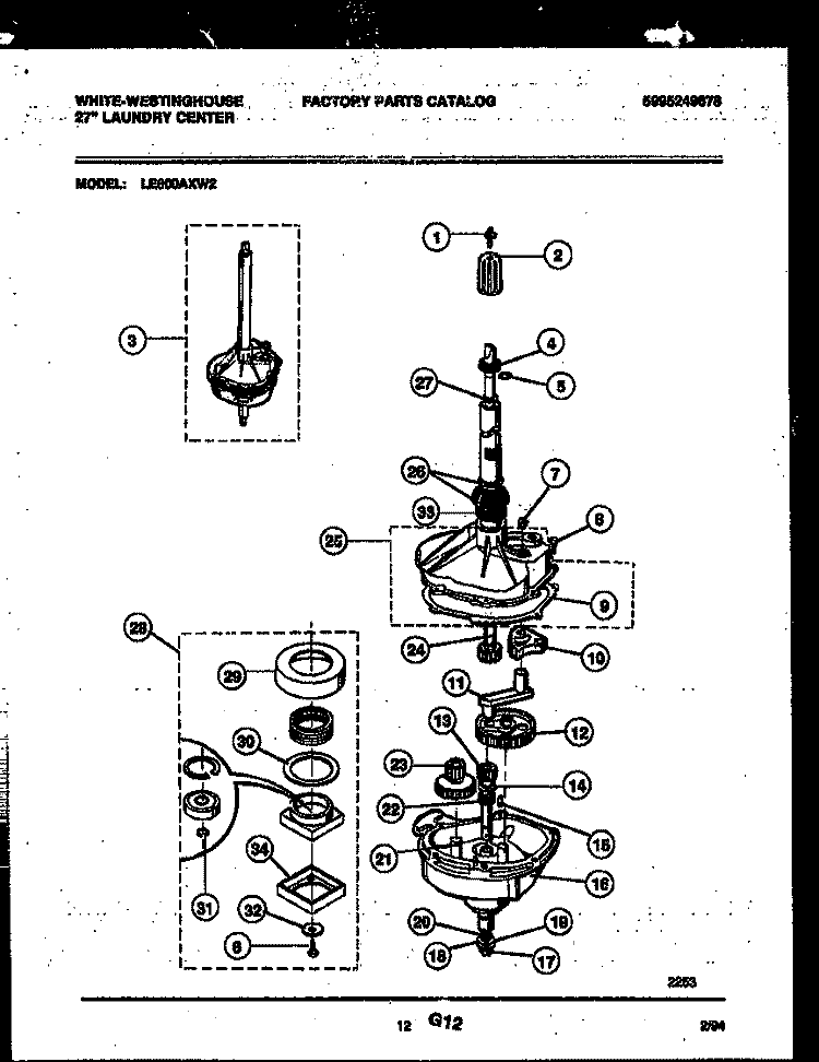 TRANSMISSION PARTS Diagram and Parts List for LE600AXW2  Frigidaire Washer Dryer Combo