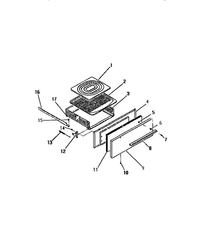 BROILER DRAWER Diagram and Parts List for GC32BCL1  Frigidaire Range