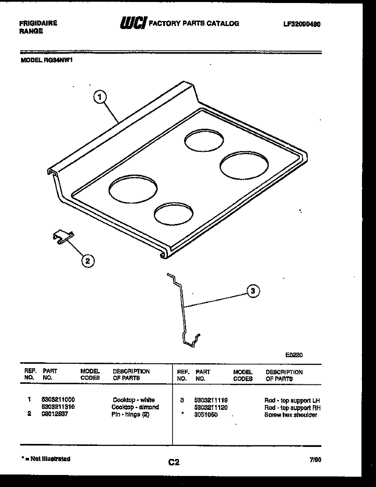 COOKTOP PARTS Diagram and Parts List for RG34NW1  Frigidaire Range