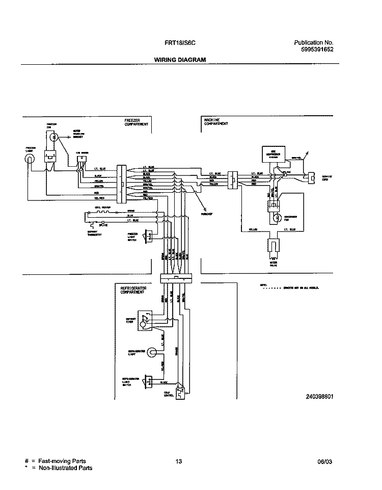WIRING DIAGRAM Diagram and Parts List for FRT18IS6CW0  Frigidaire Refrigerator