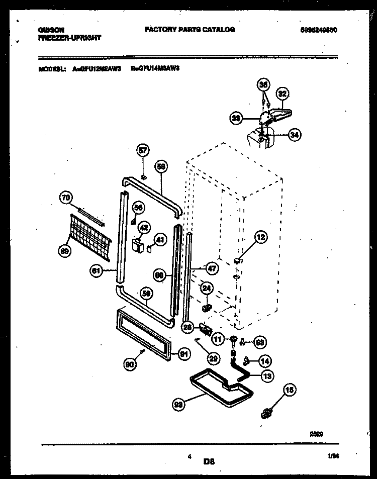 CABINET PARTS Diagram and Parts List for GFU14M3AW3  Gibson Freezer