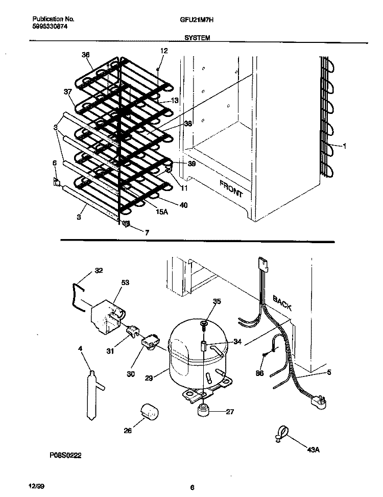 SYSTEM Diagram and Parts List for GFU21M7HW0  Gibson Freezer