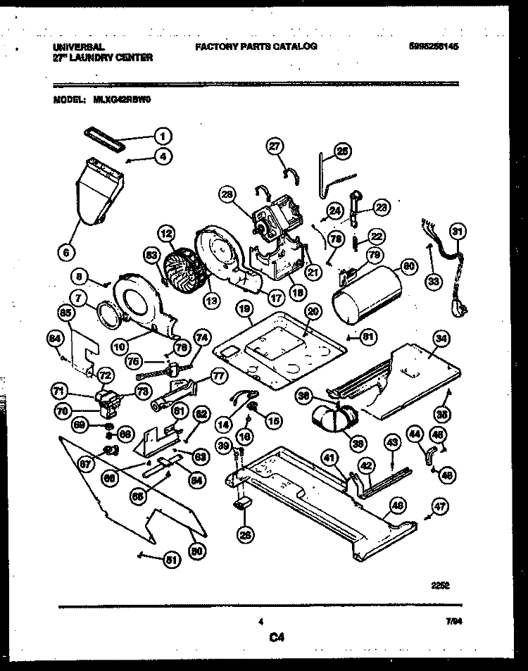 MOTOR, BLOWER AND IDLER ARM ASSEMBL Diagram and Parts List for MLXG42RBWD0  Kelvinator Washer Dryer Combo